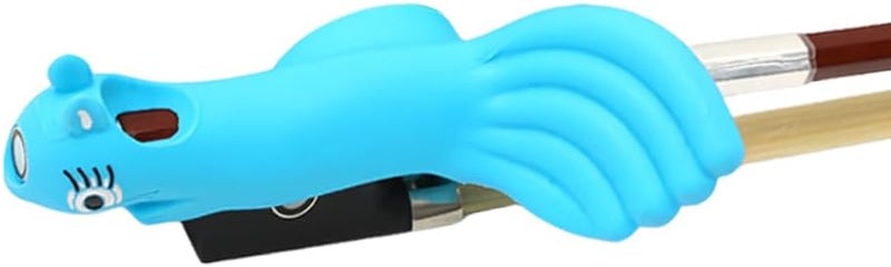 Conboxus Violin/Viola Bow Holder Violin Bow Grip For Beginner Violin Holder Teaching Aid Accessory Soft protect finger Cute squirrel-shaped Bright Colors (blue) - Image 4